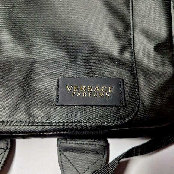VERSACE Parfums Convertible Rider Backpack Shoulder Tote Bag Black Gold NWOT main image 2